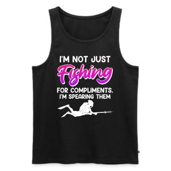 Speerfischen Not just Fishing for Compliments - Men's Premium Organic Tank Top - black - Front - AI Model Male 178 light (178cm)