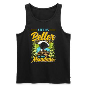 Paraglider Life is Better in the Mountains - Men's Premium Organic Tank Top - black - Front - AI Model Male 178 light (178cm)