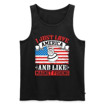 I love America and like Magnet Fishing - Men's Premium Organic Tank Top - black - Front - Michal (187cm)