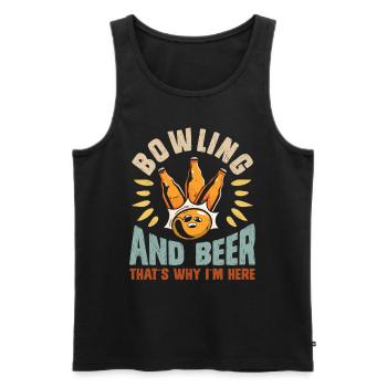 Bowling und Bier Darum bin ich hier Bowler - Männer Premium Bio Tank Top - Schwarz - Vorne - Michal (187cm)