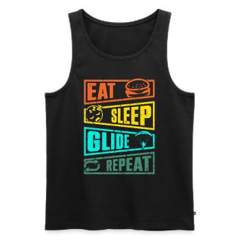 Paraglider Eat Sleep Glide Repeat Gleitschirm - Men's Premium Organic Tank Top - black - Front - Michal (187cm)