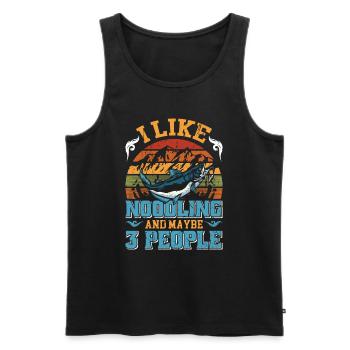 Nouilles à tête plate J’aime les nouilles et peut-être 3 personnes - Débardeur bio Premium Homme - noir - Devant - AI Model Male 178 light (178cm)