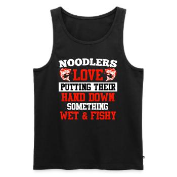 Noodler Love putting their Hand Wels Angeln - Männer Premium Bio Tank Top - Schwarz - Vorne - AI Model Male 178 light (178cm)