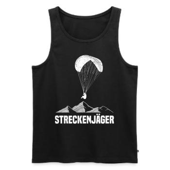Streckenflug Streckenjäger Paragliding Shirt - Männer Premium Bio Tank Top - Schwarz - Vorne - Michal (187cm)