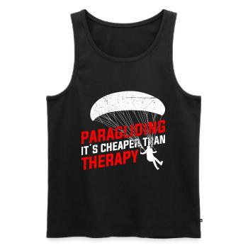 Paragliding is cheaper than sport flying therapy - Men's Premium Organic Tank Top - black - Front - Michal (187cm)