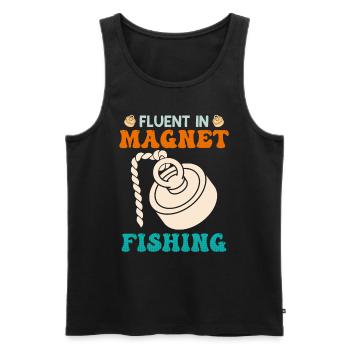 Magnetfischer Fluent in Magnetfishing Magnetangler - Männer Premium Bio Tank Top - Schwarz - Vorne - Michal (187cm)