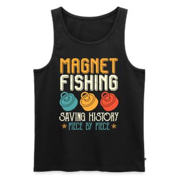 Magnet Pêche Sauver l’histoire Magnet Pêcheurs - Débardeur bio Premium Homme - noir - Devant - AI Model Male 178 light (178cm)