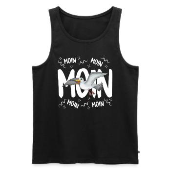 Moin Moin Moin Norddeutschland Shirt Vogelfreund - Men's Premium Organic Tank Top - black - Front - AI Model Male 178 light (178cm)