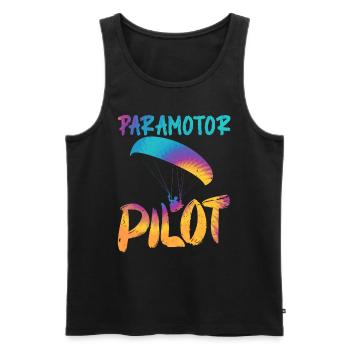 Paramotor Pilot Paraglider Shirt - Men's Premium Organic Tank Top - black - Front - Michal (187cm)
