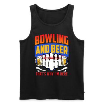 Bowling und Bier Darum bin ich hier Bowler - Männer Premium Bio Tank Top - Schwarz - Vorne - Michal (187cm)