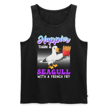 Happier than a Seagull with a French Fry Seagulls - Men's Premium Organic Tank Top - black - Front - AI Model Male 178 light (178cm)