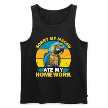 Aras Sorry my Macaw ate my Homework Parrot Holder - Men's Premium Organic Tank Top - black - Front - AI Model Male 178 light (178cm)