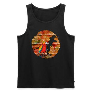 Ara Dinosaure Fan Perroquet Oiseau Amoureux - Débardeur bio Premium Homme - noir - Devant - Michal (187cm)