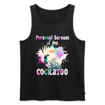 Kakaduu Serviteur personnel de mon cacatoès - Débardeur bio Premium Homme - noir - Devant - Michal (187cm)