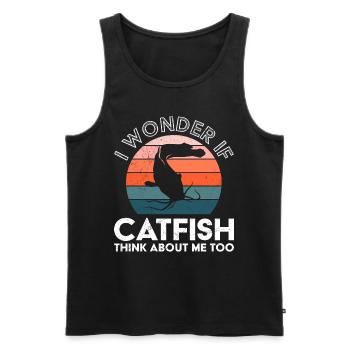 Fischjagd Wonder if Catfish think about me Angeln - Männer Premium Bio Tank Top - Schwarz - Vorne - AI Model Male 178 light (178cm)
