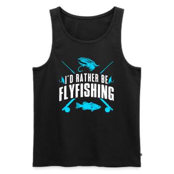 Fliegenfischer I´d rather be Flyfishing Fischjagd - Männer Premium Bio Tank Top - Schwarz - Vorne - AI Model Male 178 light (178cm)