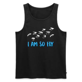 Fliegenfischer I´m so fly Fischjagd Angler - Männer Premium Bio Tank Top - Schwarz - Vorne - AI Model Male 178 light (178cm)