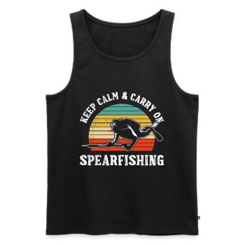 Keep calm and Carry on Spearfishing Fischjagd - Männer Premium Bio Tank Top - Schwarz - Vorne - AI Model Male 178 light (178cm)