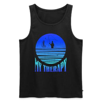 Fliegenfischen My Therapy Fischjagd Angler - Männer Premium Bio Tank Top - Schwarz - Vorne - AI Model Male 178 light (178cm)