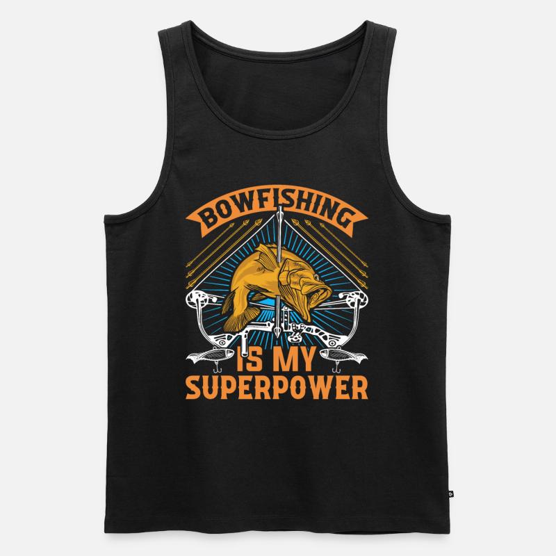 Bogenfischen Bowfishing is my Superpower - Männer Premium Bio Tank Top - Schwarz