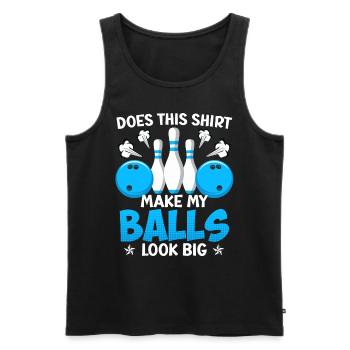 Bowling lustig Does this Shirt make my Balls Big - Männer Premium Bio Tank Top - Schwarz - Vorne - AI Model Male 178 light (178cm)