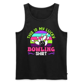 Joueur de bowling Ceci est ma chemise de bowling chanceux - Débardeur bio Premium Homme - noir - Devant - Michal (187cm)