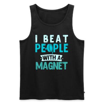 Magnetfischen I beat people with a Magnet - Men's Premium Organic Tank Top - black - Front - Michal (187cm)