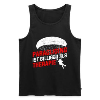 Paragliding is cheaper than sport flying therapy - Men's Premium Organic Tank Top - black - Front - Michal (187cm)