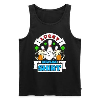 Bowling Player Lucky Bowling Shirt Beer Drinker - Men's Premium Organic Tank Top - black - Front - AI Model Male 178 light (178cm)