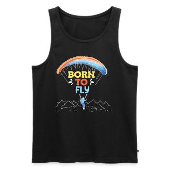 Born to Fly Paraglider Shirt - Men's Premium Organic Tank Top - black - Front - Michal (187cm)