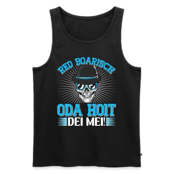 Bayern Red Boarisch oda Hoit dei Mei Bayerisch - Männer Premium Bio Tank Top - Schwarz - Vorne - AI Model Male 178 light (178cm)