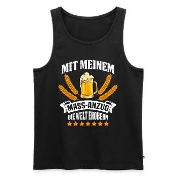 Bayerisch Shirt Mit Meinem Mass-Anzug Welt Erobern - Männer Premium Bio Tank Top - Schwarz - Vorne - AI Model Male 178 light (178cm)