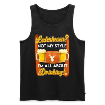Lederhosn? Ned mei Gschmack Do zum Obfleagn! - Männer Premium Bio Tank Top - Schwarz - Vorne - AI Model Male 178 light (178cm)