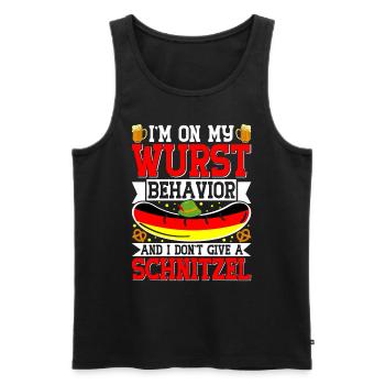 Deutschland On my Wurst Behavior Brezeln Bierfan - Männer Premium Bio Tank Top - Schwarz - Vorne - Michal (187cm)