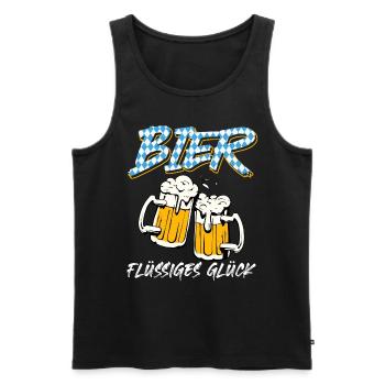 Bier Flüssiges Glück Biertrinker Bierfan Bayerisch - Männer Premium Bio Tank Top - Schwarz - Vorne - Michal (187cm)