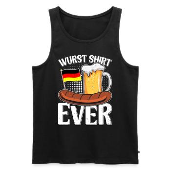 Wurst Shirt Ever Deutsches Essen Bratwurst - Männer Premium Bio Tank Top - Schwarz - Vorne - Michal (187cm)