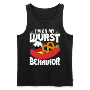 Deutschland On my Wurst Behavior Brezeln Bierfan - Männer Premium Bio Tank Top - Schwarz - Vorne - Michal (187cm)