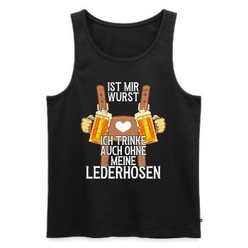 Bierfan Ist mir Wurst Trinke auch ohne Lederhosen - Männer Premium Bio Tank Top - Schwarz - Vorne - AI Model Male 178 light (178cm)