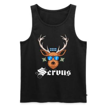 Bayerisch Servus Freistaat Bayern Blau Weiß - Männer Premium Bio Tank Top - Schwarz - Vorne - Michal (187cm)