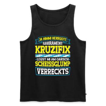 Boarisch Kruzifix Scheissglump Verreckts München - Männer Premium Bio Tank Top - Schwarz - Vorne - AI Model Male 178 light (178cm)