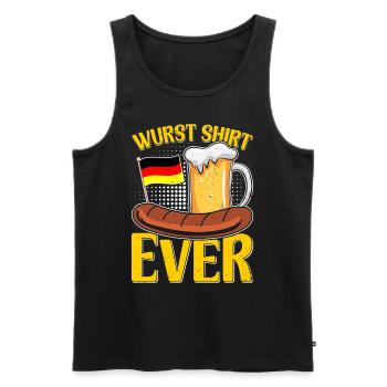 Wurst Shirt Ever Deutsches Essen Bratwurst - Männer Premium Bio Tank Top - Schwarz - Vorne - Michal (187cm)