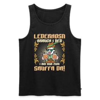 Lederhosn Brauch I ned Bin zum Sauffn Da Bierfan - Männer Premium Bio Tank Top - Schwarz - Vorne - Michal (187cm)