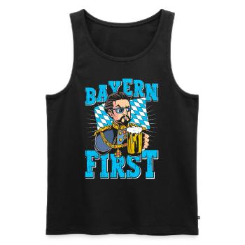 Bayern First König Ludwig Bayerisch Blau Weiß - Männer Premium Bio Tank Top - Schwarz - Vorne - Michal (187cm)