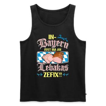 Leberkäse In Bavaria, Ma An eats Lebaka's Zefix - Men's Premium Organic Tank Top - black - Front - AI Model Male 178 light (178cm)