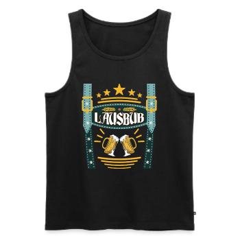 Lederhosen Lausbua Bayerisch Trachten Shirt Herren - Men's Premium Organic Tank Top - black - Front - AI Model Male 178 light (178cm)