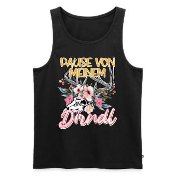 Trachten Shirt Damen Pause von meinem Dirndl - Männer Premium Bio Tank Top - Schwarz - Vorne - AI Model Male 178 light (178cm)
