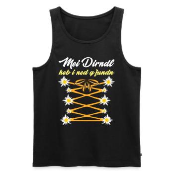 Mein Dirndl hob I ned Gfundn Bayerisches Shirt - Männer Premium Bio Tank Top - Schwarz - Vorne - Michal (187cm)