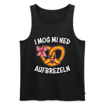 Bayerische Brezeln I Mog mi Ned Aufbrezeln Frauen - Männer Premium Bio Tank Top - Schwarz - Vorne - Michal (187cm)