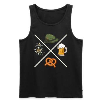 Bayerisch Tradition Bierkrug Brezeln Bayern - Männer Premium Bio Tank Top - Schwarz - Vorne - Michal (187cm)