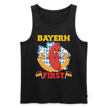 Bayern First Bayerische Bratwurst Weiß Blau - Männer Premium Bio Tank Top - Schwarz - Vorne - Michal (187cm)